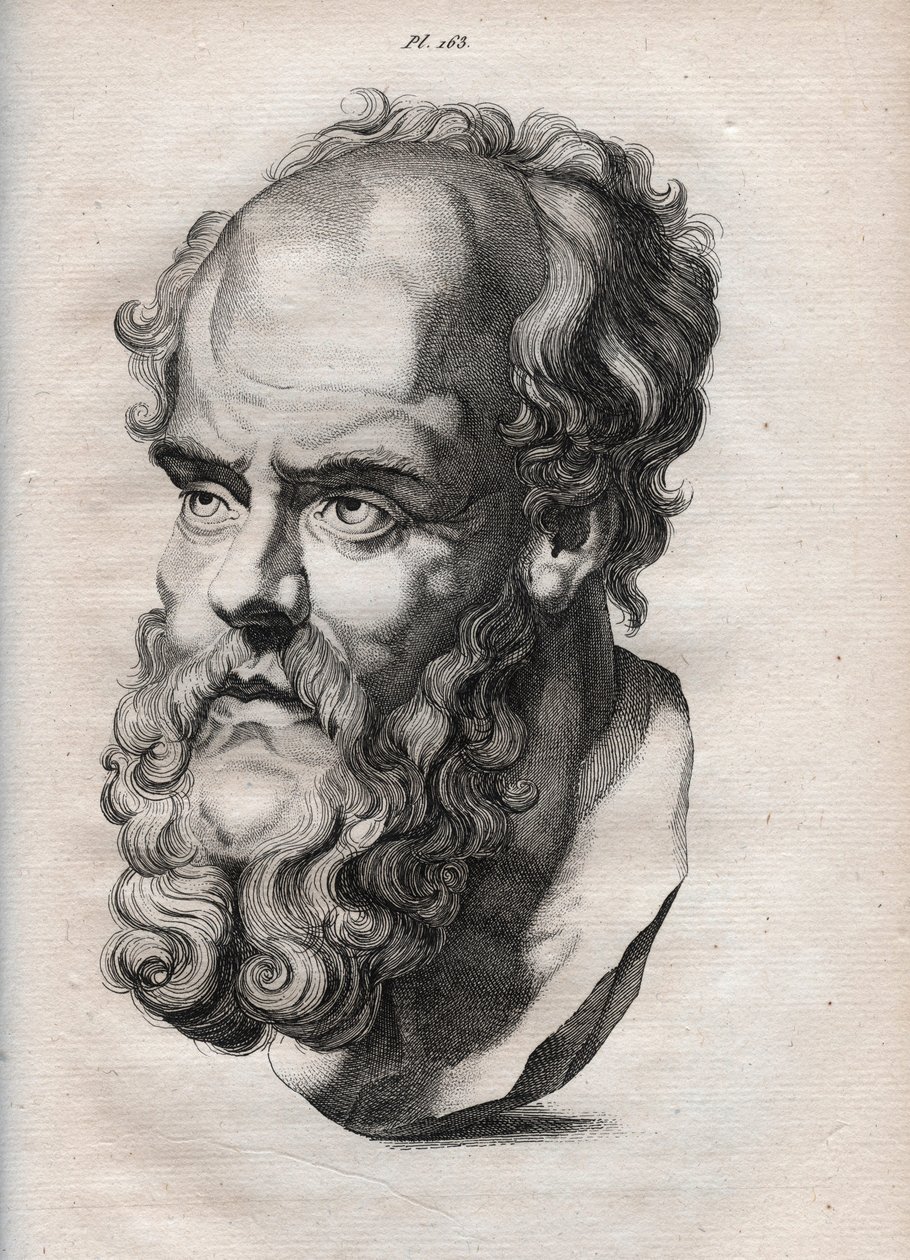 Physiognomy - Physiognomony - the Greek philosopher Socrates (ca. 469 BC-399 BC) (Bust of Socrates (ca 469 BC-399 BC), Athenian philosopher) engraving of 1808 in “The art of knowing men through physiognomy”” by Johann Gaspar (Gaspard) Lavater (1841-1801) - av Anonymous Anonymous
