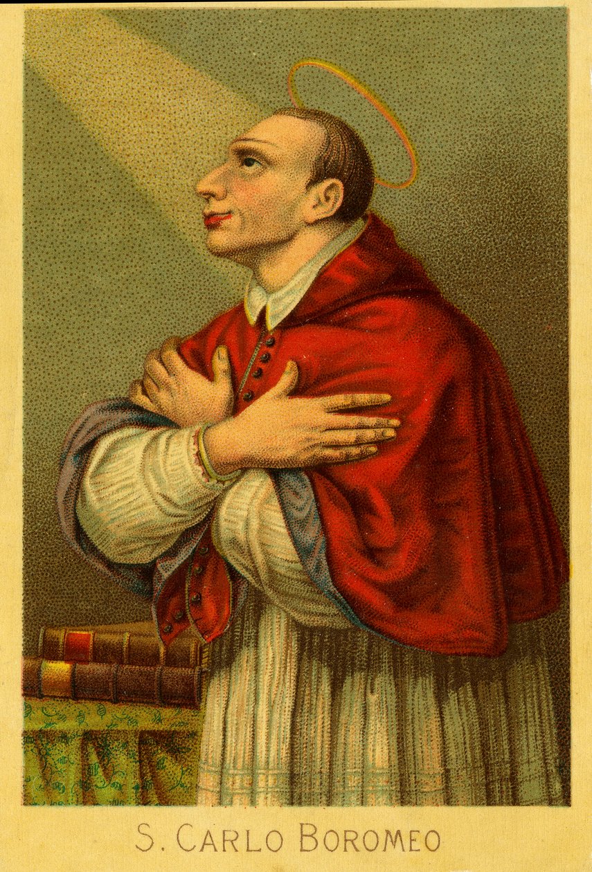 Fromme bilde: Charles Borromeo kardinal erkebiskop av Milano (kromolitografi) av Anonymous Anonymous