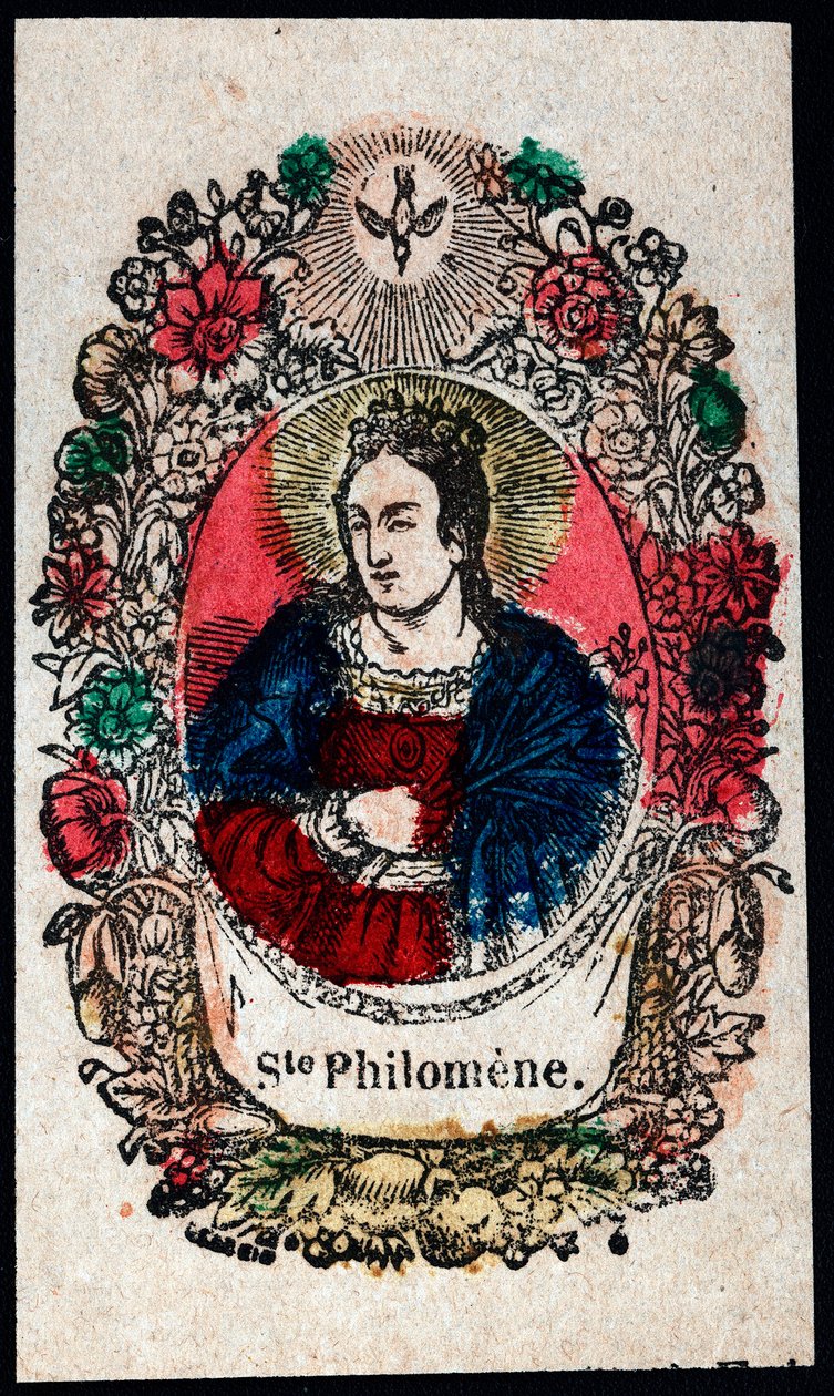 Fromt bilde: Saint Philomene. Gravering av 1800-tallets privatsamling av Anonymous Anonymous