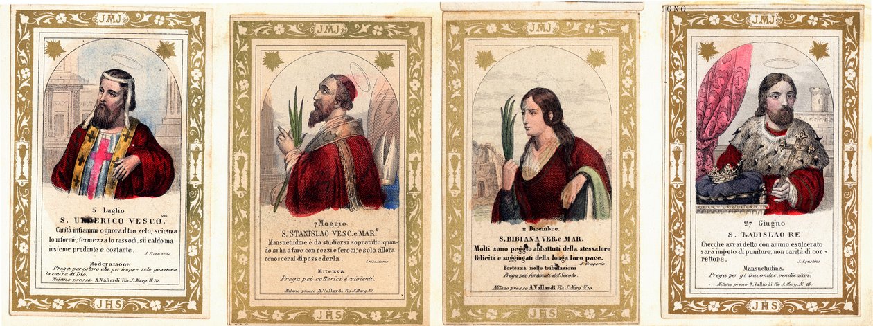 Fromme bilde: "" St. Ulrich av Augsburg, St. Stanislaus, St. Bibiana, St. Ladislas I av Ungarn"" Privat samlingskort av Anonymous Anonymous