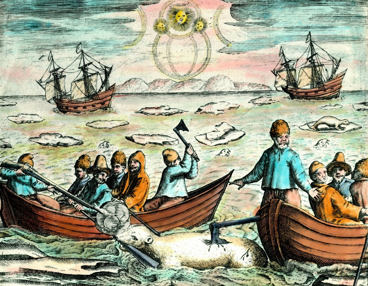 Polar Bear Hunting Scene in Canada. 18th century engraving Private Collection av Anonymous Anonymous