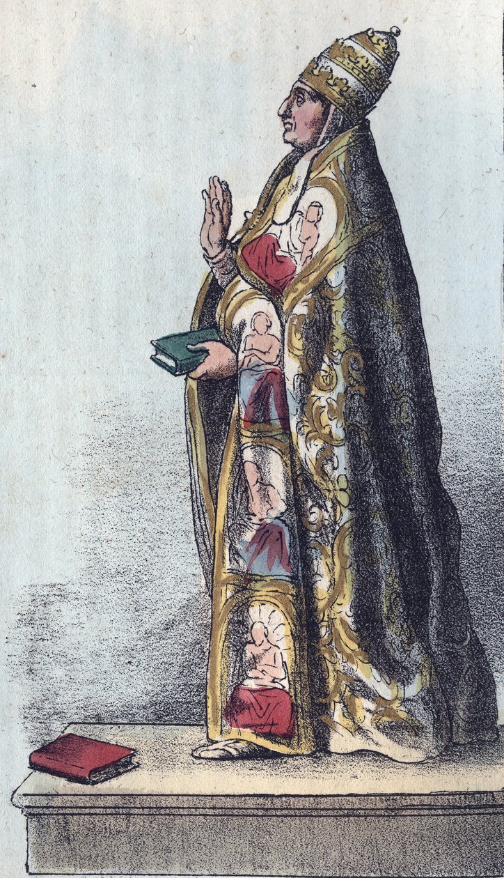 Pope Boniface VIII (1235-1303) - Boniface VIII (Bonifacius or Bonifacio) (1294-1303) - - engraving from “” Usi e Costumi di Tutti i i Popoli dell