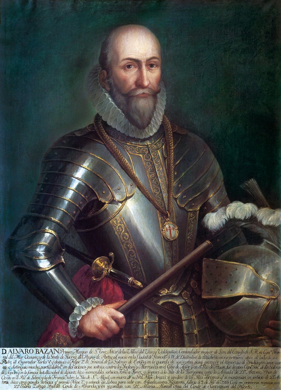 Portrett av Alvaro de Bazan y Guzman, første markis av Santa Cruz (1526-1588), spansk admiral og navigatør. Anonymt maleri, olje på lerret. av Anonymous Anonymous