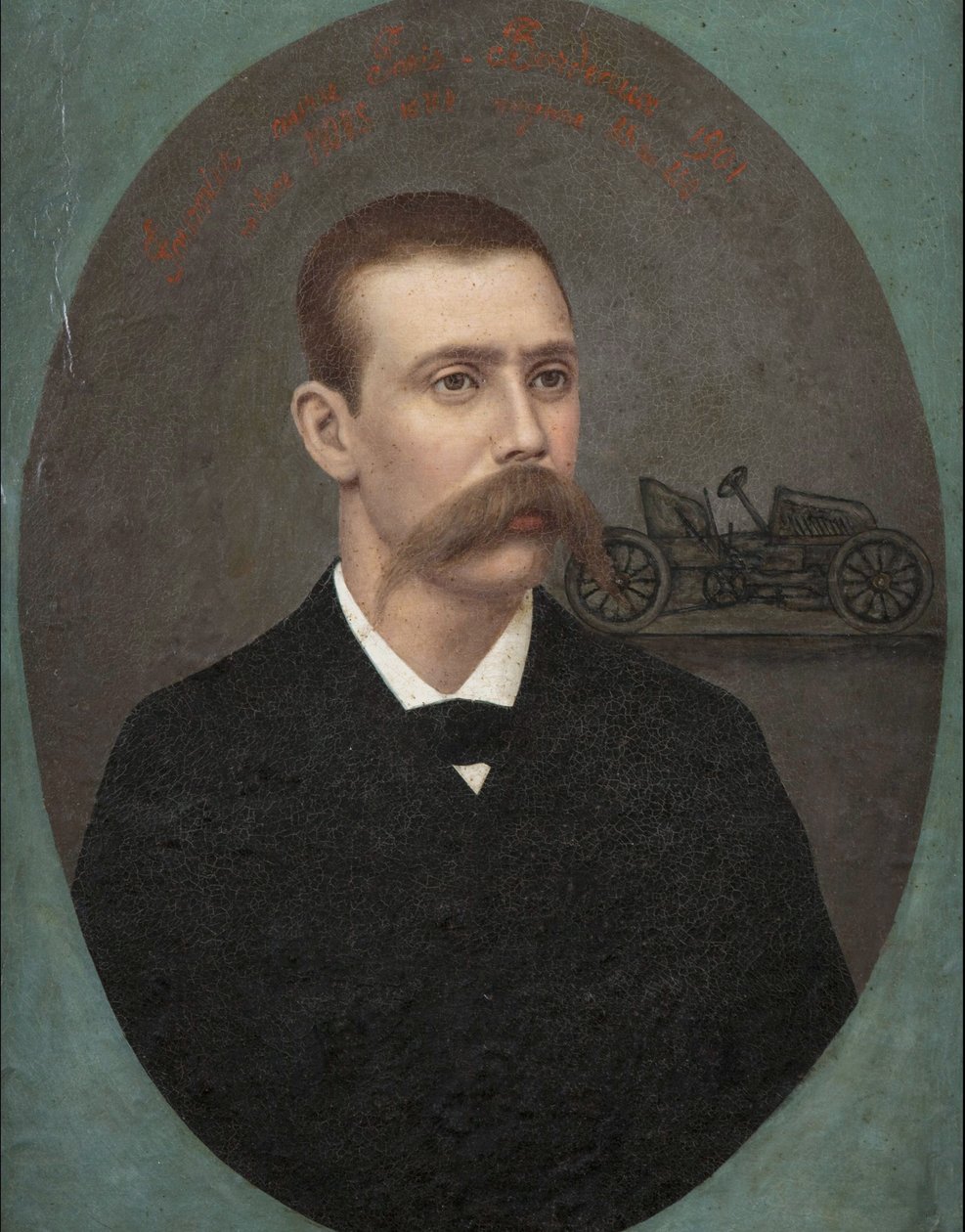 ""Portrett av den franske racerbilraceren Henri Fournier (1871-1919)"" Anonymt maleri 1901 privat samling av Anonymous Anonymous