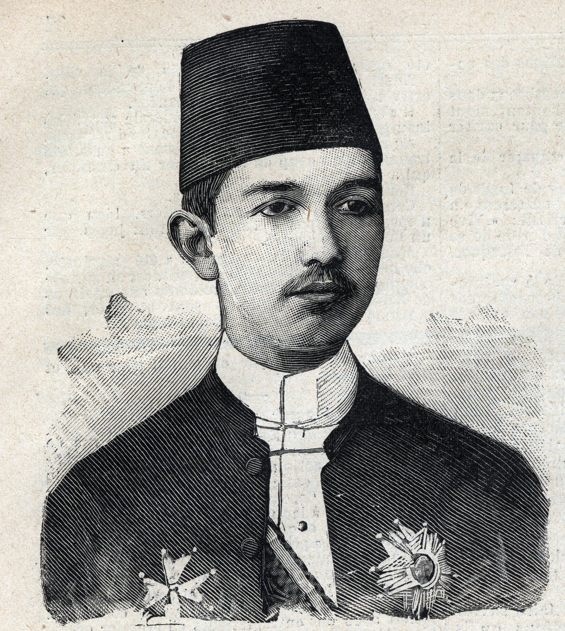 Portrait of Abbas II Pasha (1874-1944), Vice King of Egypt. Engraving in “” Le Peute Parisien”” av Anonymous Anonymous