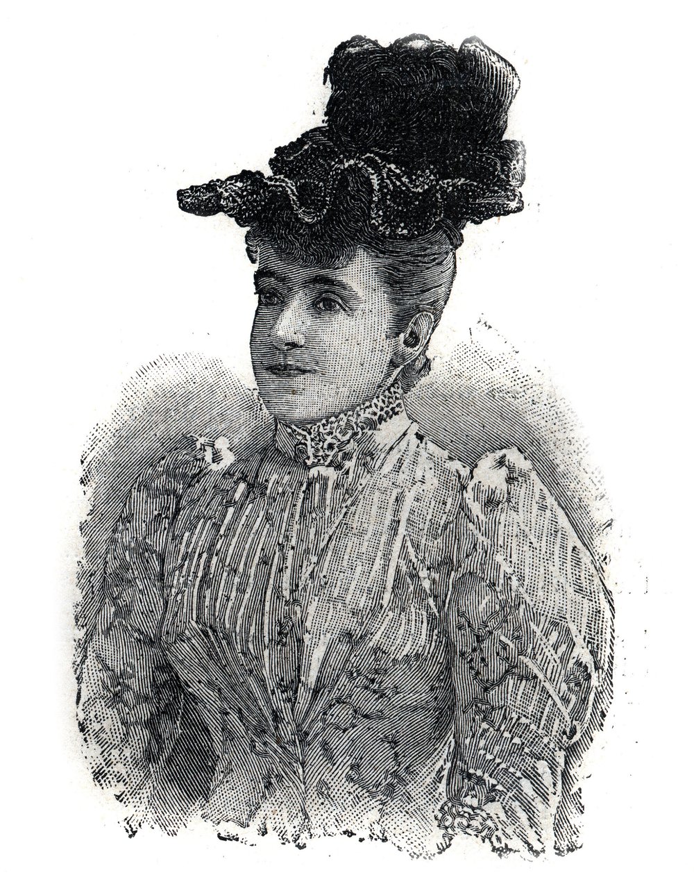 Portrett av Adelina Patti (1843-1919), italiensk sanger. Gravering i "" Le Petro Parisien"" av Anonymous Anonymous