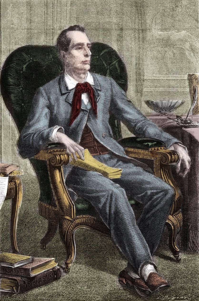 Portrett av Alphonse de Lamartine (1790-1869) - Portrett av Alphonse de Lamartine (1791-1869), fransk forfatter og politiker - Gravering i "Histoire des Girondins" av Alphonse de Lamartine (1790-1869) 18665-18665-186 av Anonymous Anonymous
