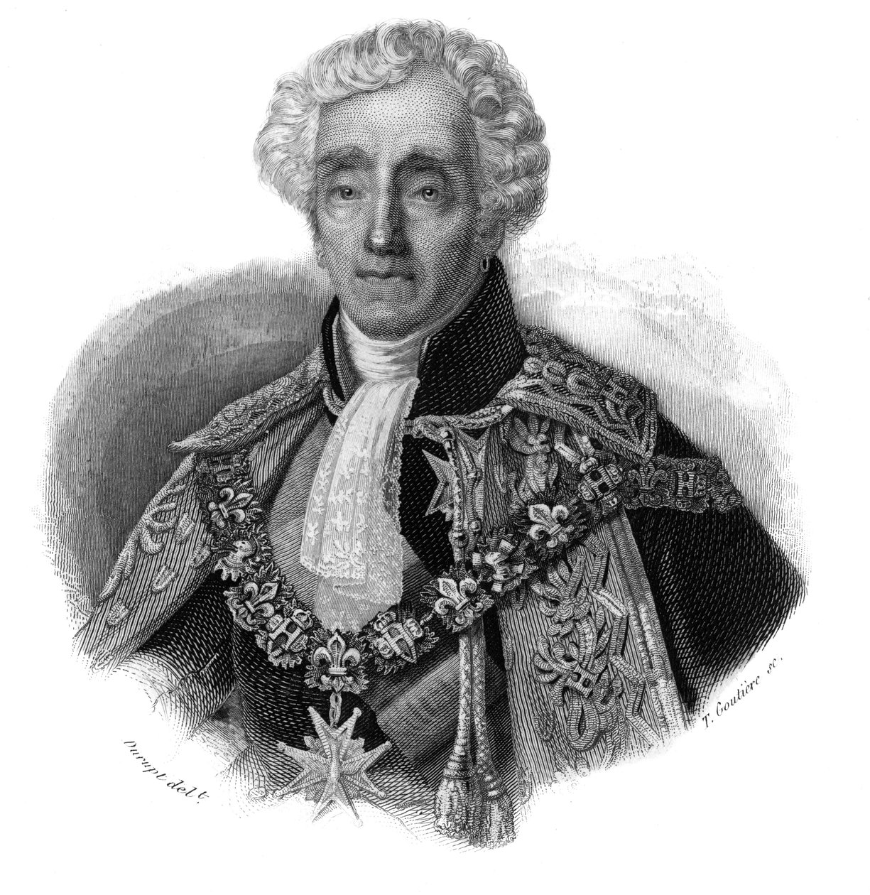 Portrett av Ambroise Polycarpe La Rochefoucauld Doudeauville (Ambroise-Polycarpe La Rochefoucauld-Doudeauville) (1765-1841) i ""Portretter og historie om nyttige menn: menn og kvinner i alle land og under alle forhold, som har skaffet seg menn" " offentlig av Anonymous Anonymous