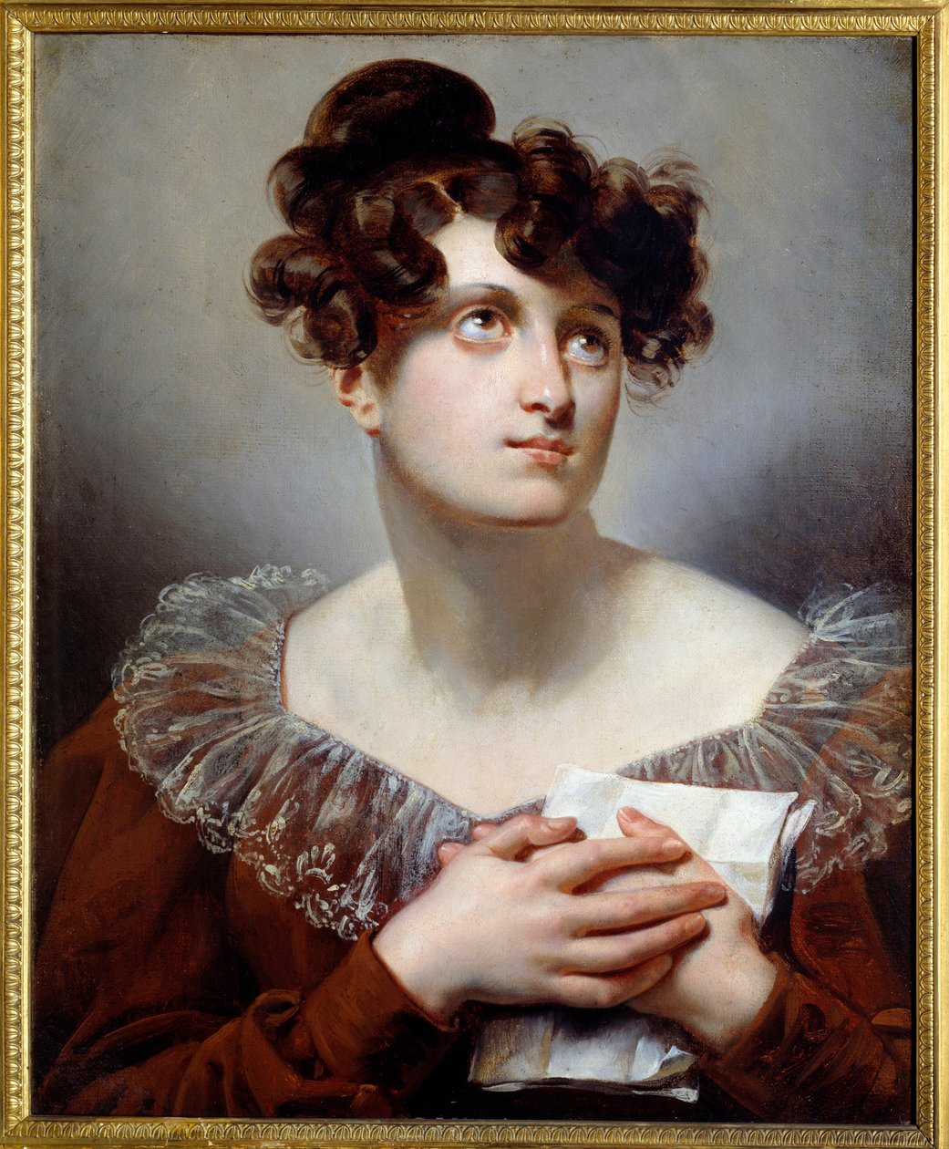 Portrett av Anne Francoise Boutet kalt Mademoiselle Mars (1779-1847), fransk skuespillerinne. Anonymt maleri av Anonymous Anonymous