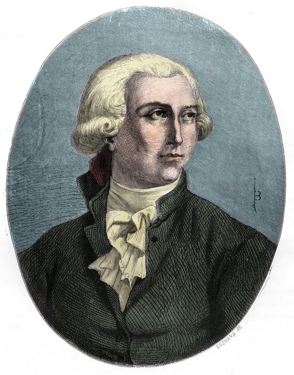 Portrett av Antoine Laurent Lavoisier - Portrett av Antoine Laurent Lavoisier (1743-1794), fransk kjemiker - Gravering fra 1863 i "" Le Livre Rouge - Histoire De L