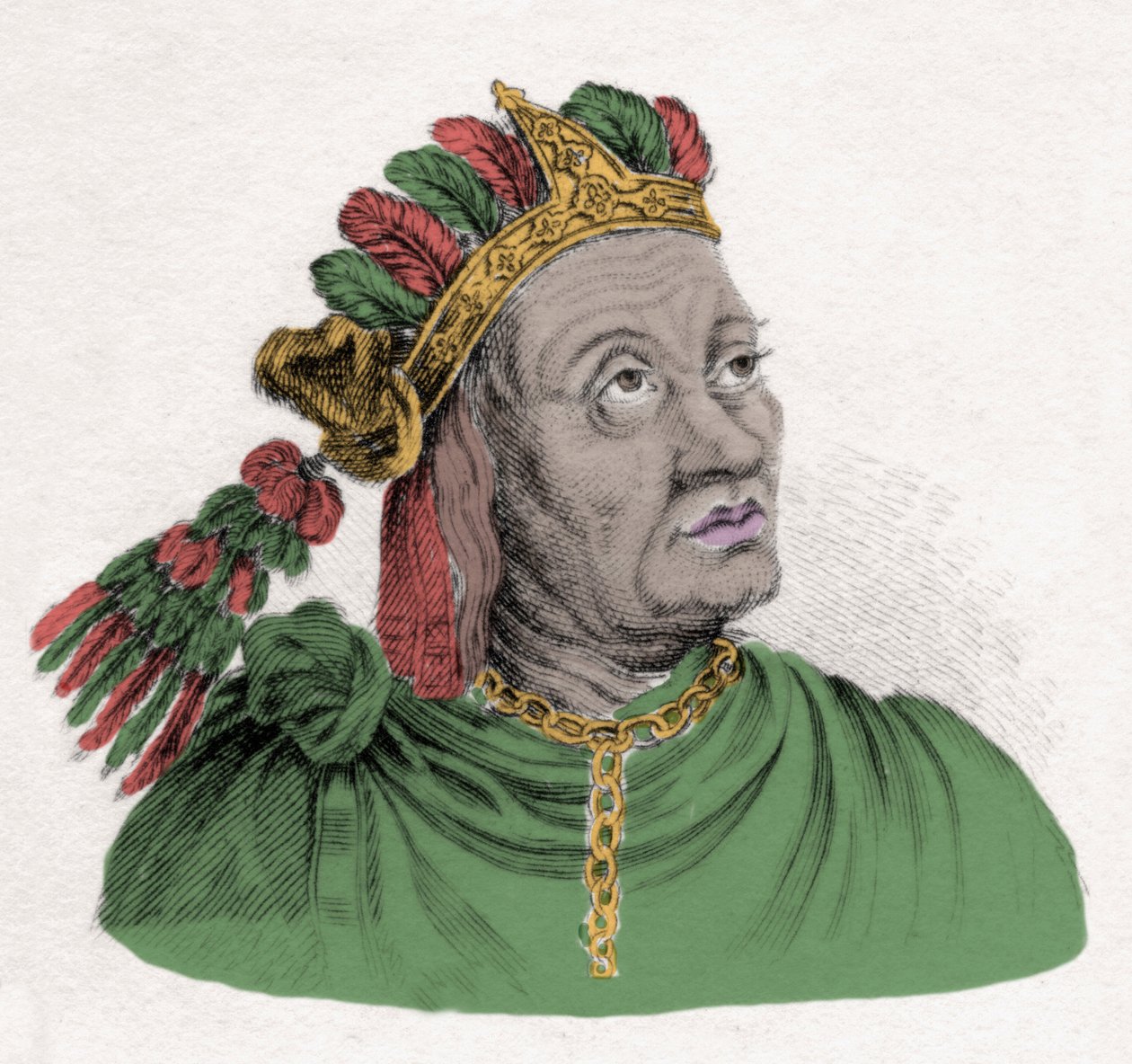 Portrett av Atahualpa (1502-1533), siste keiser av Inkariket. Gravering av 1800-tallet. Milanese av Anonymous Anonymous