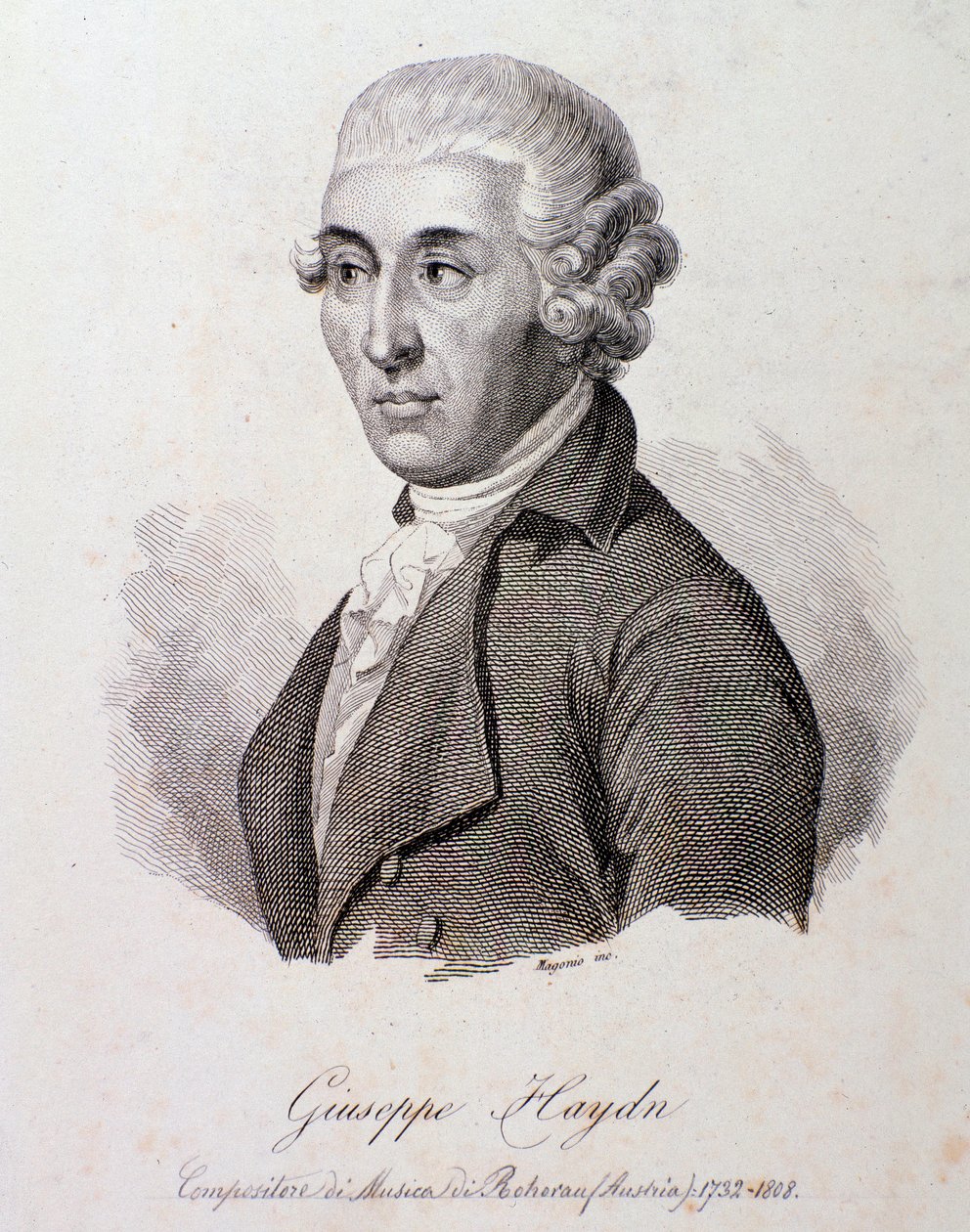 Portrett av den østerrikske komponisten Joseph Haydn (1732-1809) Gravering. Privat samling fra 1800-tallet av Anonymous Anonymous