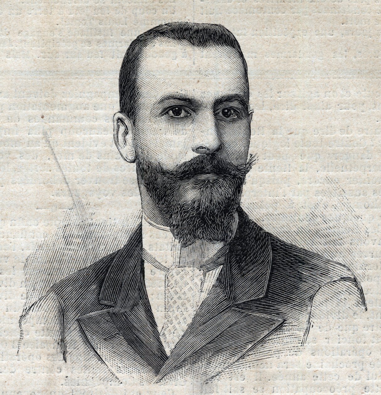 Portrett av Casimir Maistre (1867-1957) fransk oppdagelsesreisende i Afrika. Gravering i "" Le Peute Parisien"" av Anonymous Anonymous
