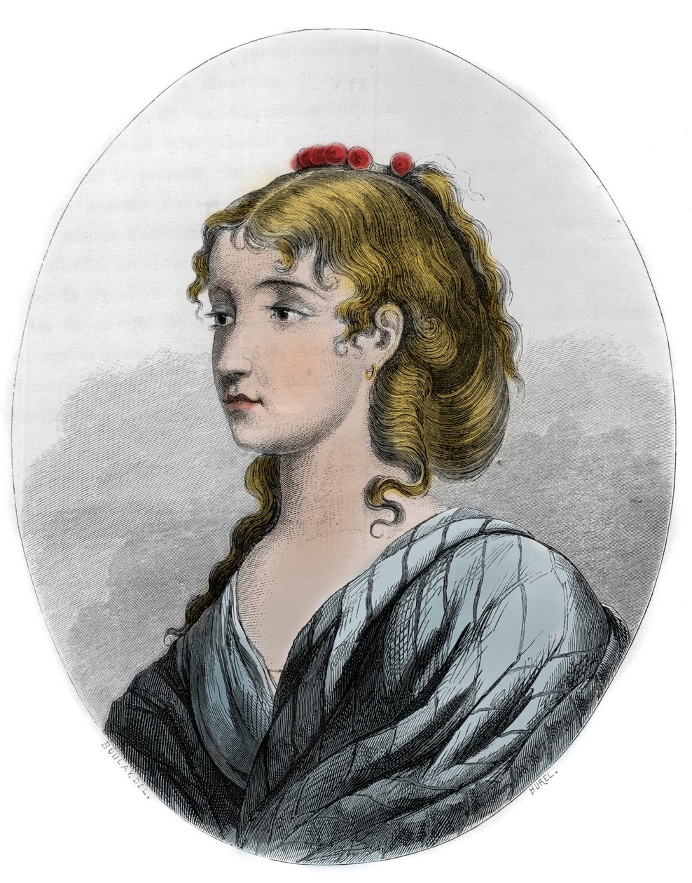 Portrait of Cecile Aimee Renault (1774-1794), French Revolutionary - Engraving from 1863 in “Le Livre Rouge - Histoire De L
