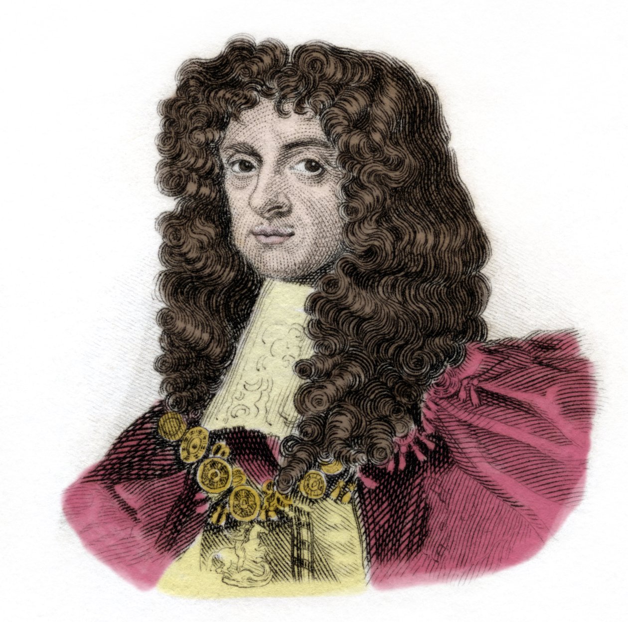 Portrett av Charles II (1630-1685) Konge av England Gravering fra 1800-tallet. Milanese av Anonymous Anonymous