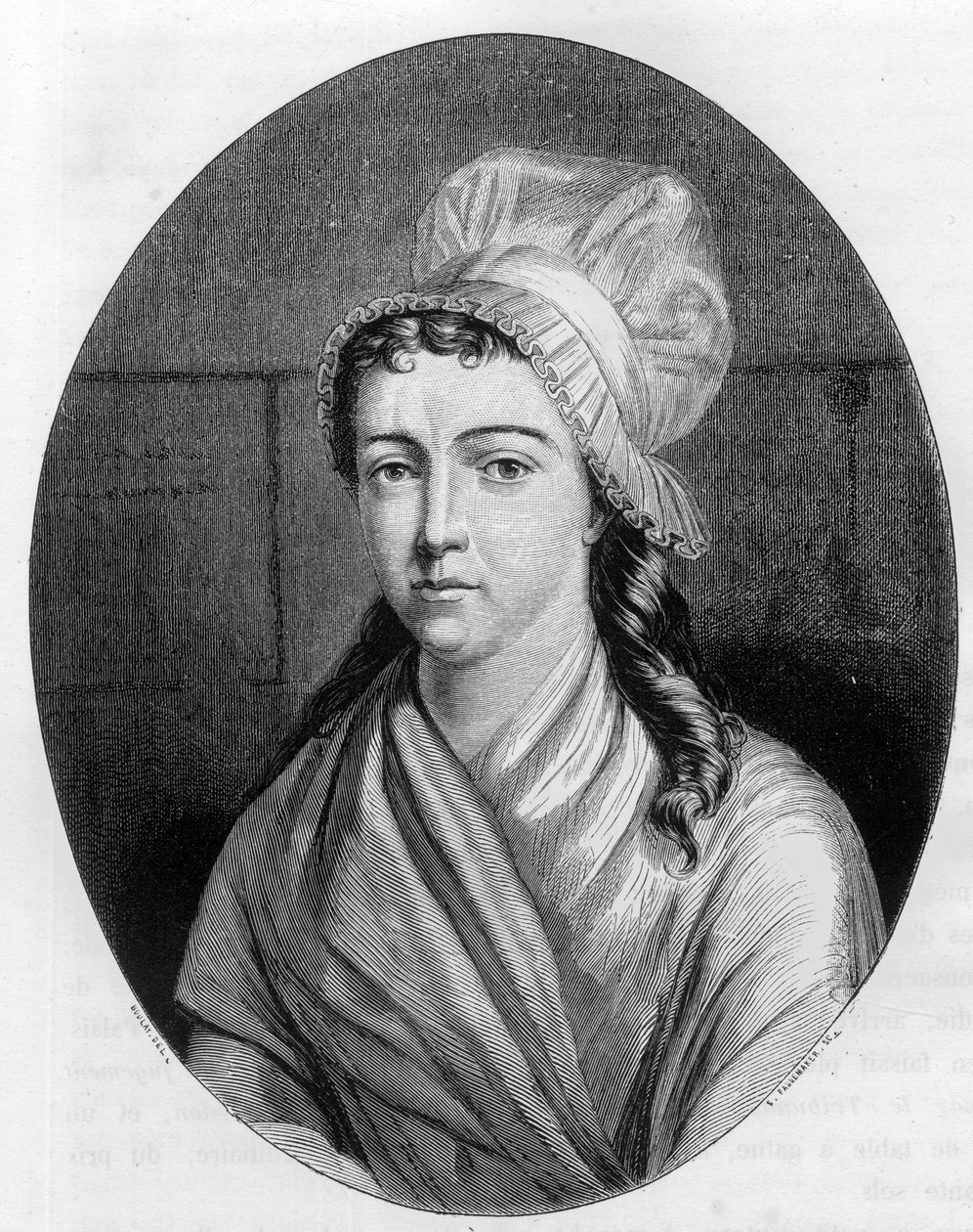 Portrett av Charlotte Corday (1768 - 1793) - Gravering fra 1863 i "Le Livre Rouge - Histoire De L
