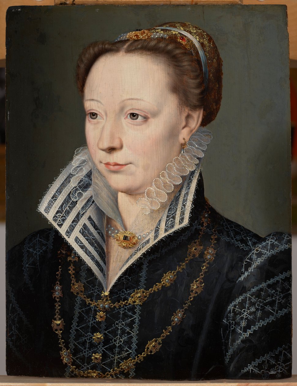 Portrett av Claude Catherine de Clermont-Tonnerre, hertuginne av Retz (1543–1603), ca. 1571 (olje på panel) av Anonymous Anonymous