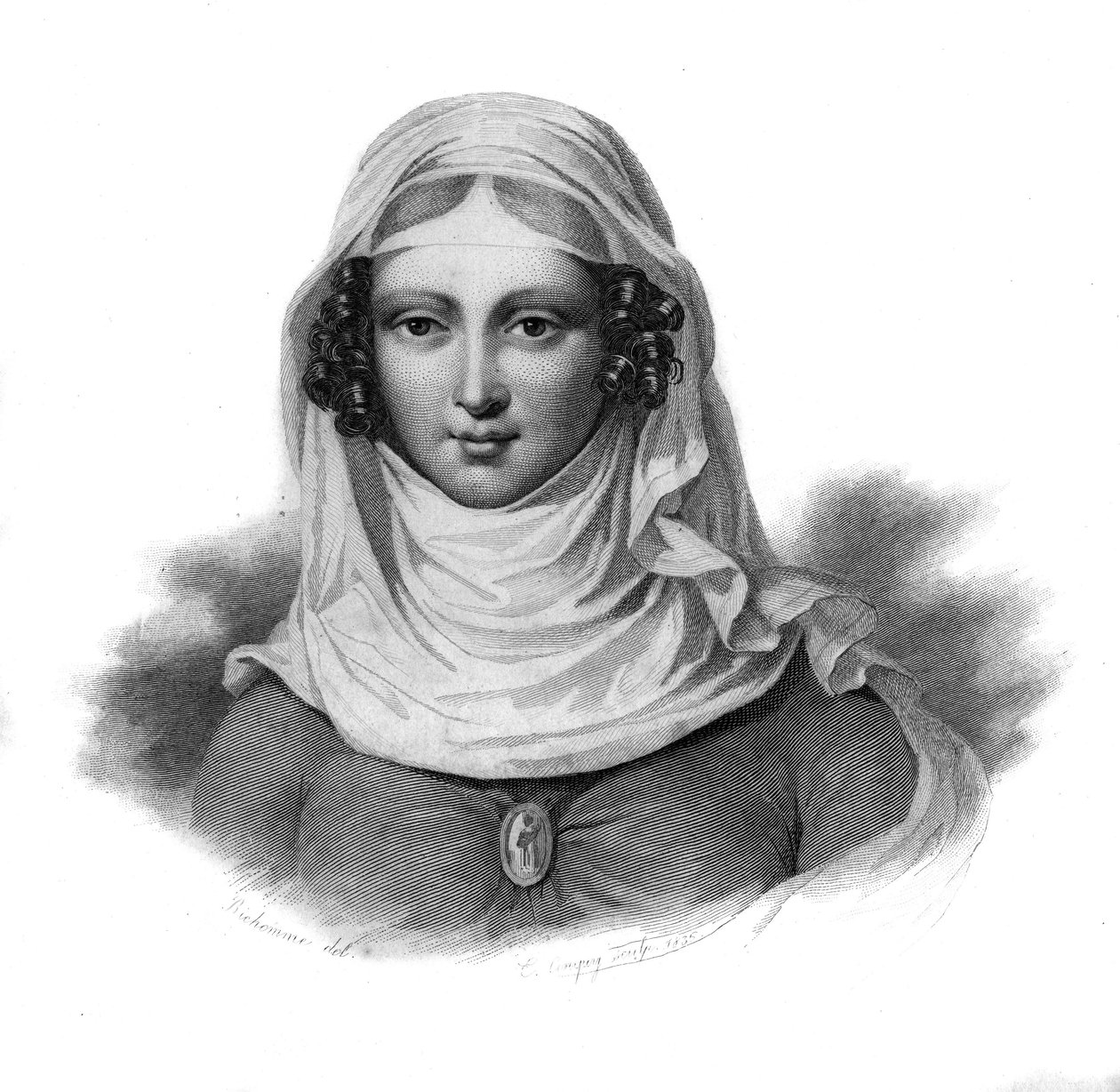 Portrett av Clemence Isaure, Toulouse-dame som ville ha levd på 1300-tallet i "Portretter og historie om nyttige menn: menn og kvinner i alle land og alle forhold, som skaffet seg rettighetene til anerkjennelse av menn" publisert og propagert b. av Anonymous Anonymous