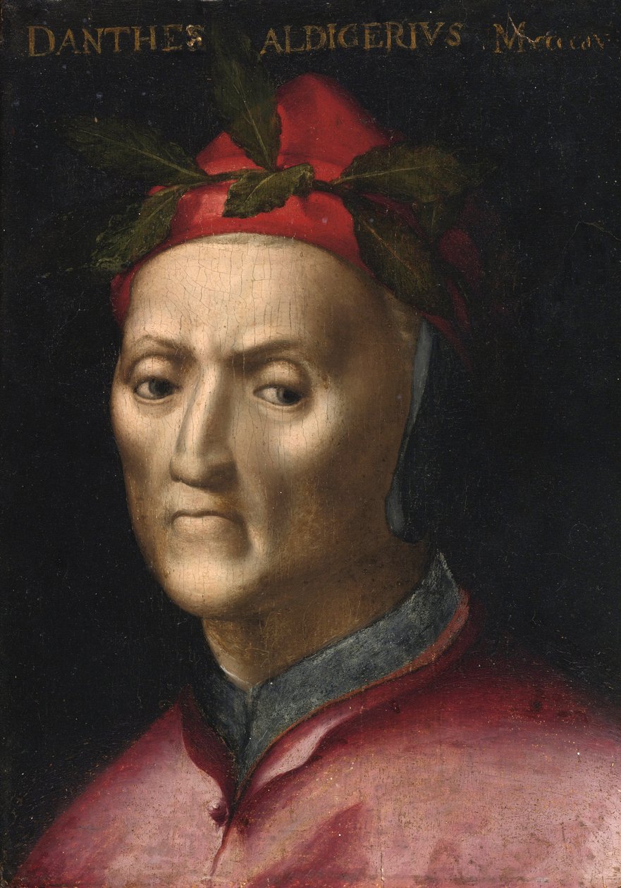 Portrett av Dante Alighieri (1265-1321) - Anonymt maleri fra 1500-tallet - privat samling av Anonymous Anonymous