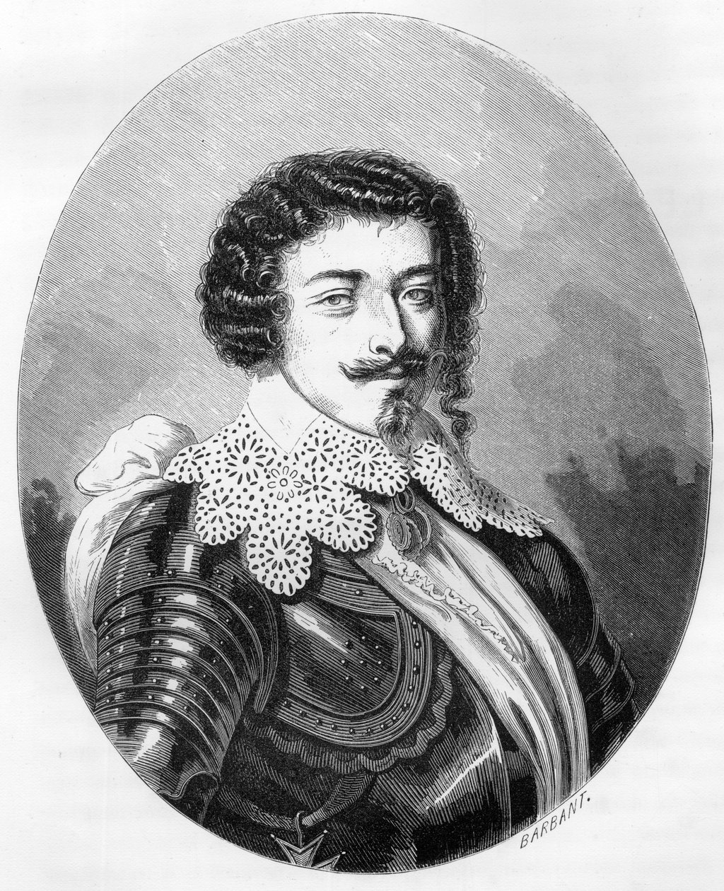 Portrett av hertug Henrik II av Montmorency (Montmorenci) (1595-1632) - Gravering fra 1863 i «Le Livre Rouge - Histoire De L
