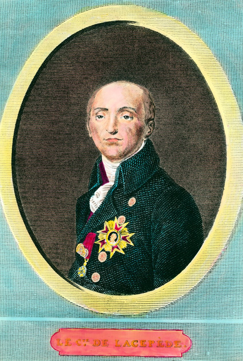 Portrett av Etienne de La Ville, grev De Lacepede (1756-1825), fransk naturforsker. Anonym gravering av Anonymous Anonymous