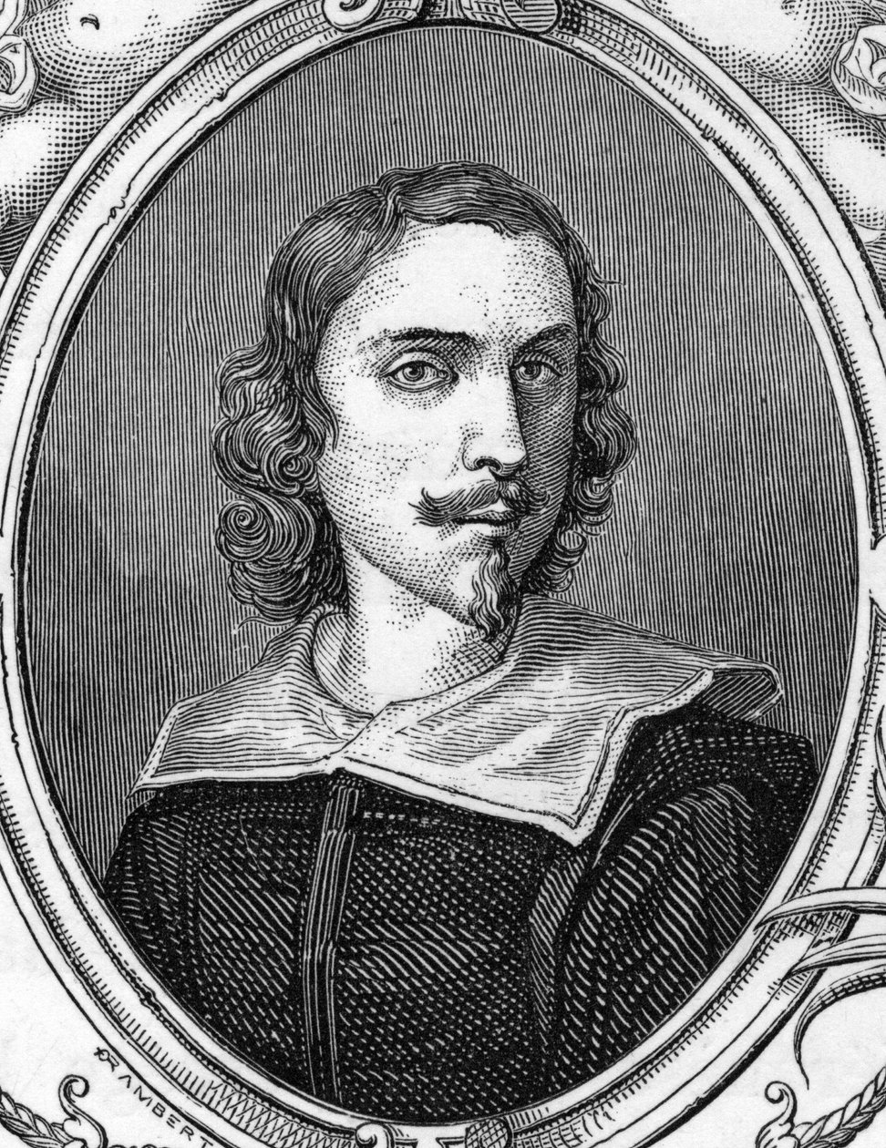 Portrett av Francesco Albani (1578-1660) sa den albanske, italienske maleren. 1859 gravering i "" galleriene i Europa - Italia"" av Armandaud. Privat samling. av Anonymous Anonymous