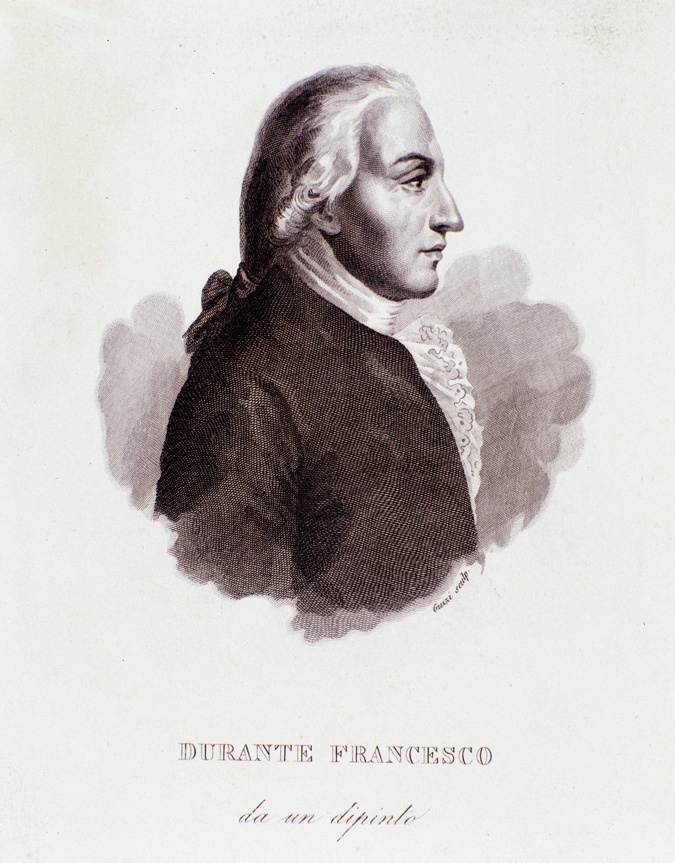 Portrett av Francesco Durante (1684-1755) italiensk komponist etter maling. 1800-tallet. Milanesisk privatsamling av Anonymous Anonymous