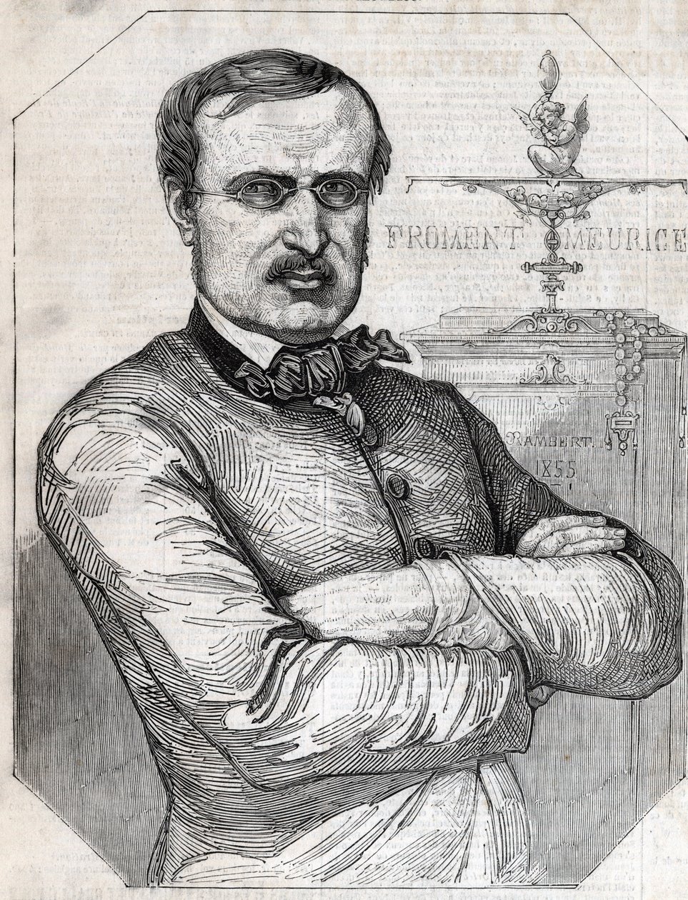 Portrett av Francois-Desire Froment-Meurice (Francois Desire Froment Meurice) (1802-1855) Fransk gullfisk. Gravering fra 1855. Privat samling. av Anonymous Anonymous
