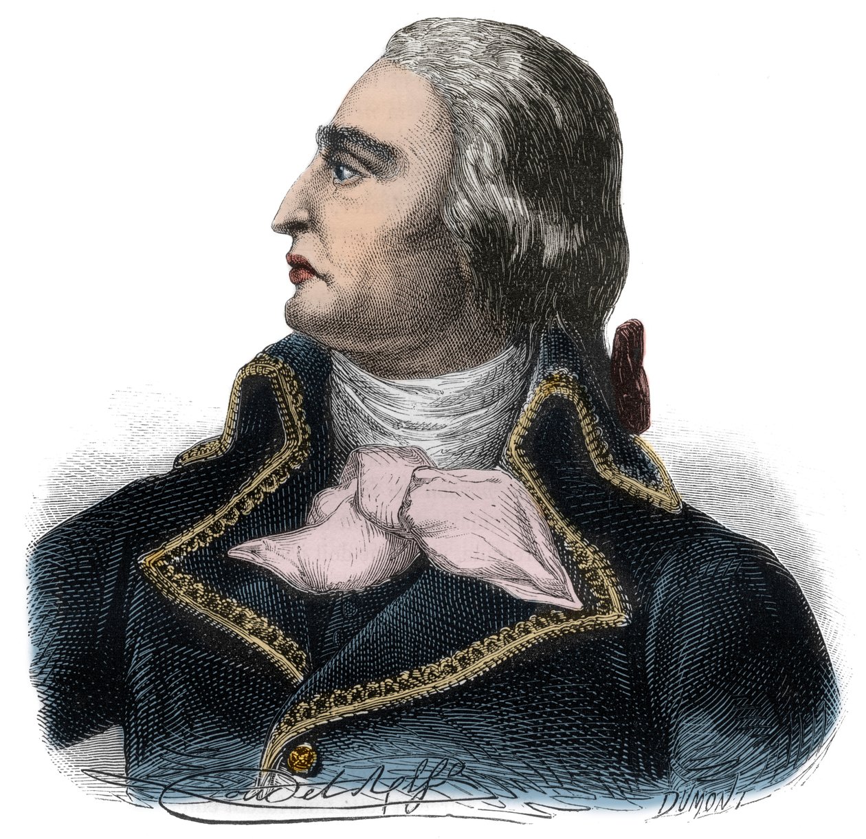 Portrett av Francois Joseph Westermann, fransk general (1751-1794) av den republikanske hæren - Gravering i "Histoire des Girondins"" av Alphonse de Lamartine (1790-1869) 1865-1866 - Privat samling av Anonymous Anonymous