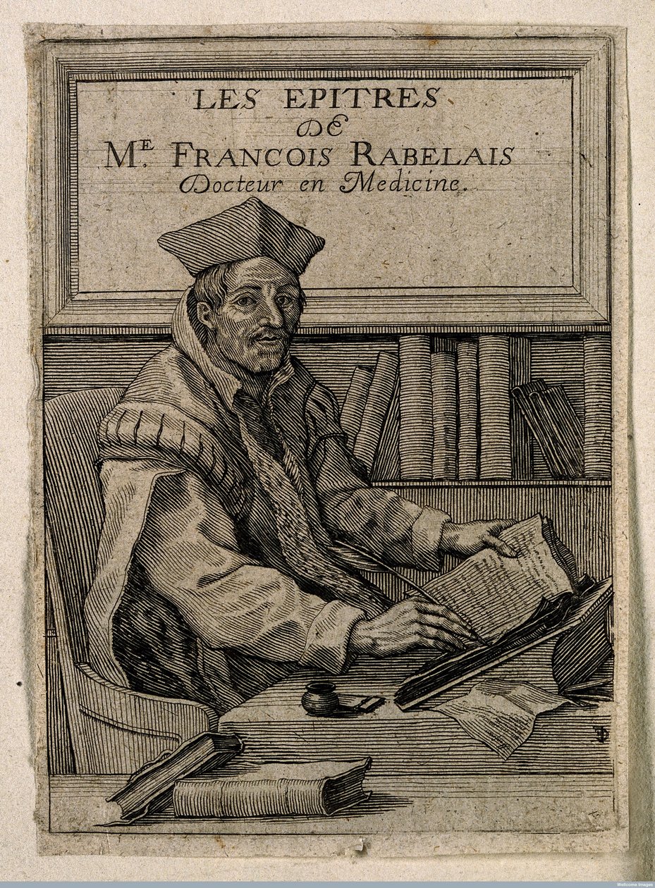 Portrett av Francois Rabelais (1494-1553), Anonym. Kobbergravering av Anonymous Anonymous