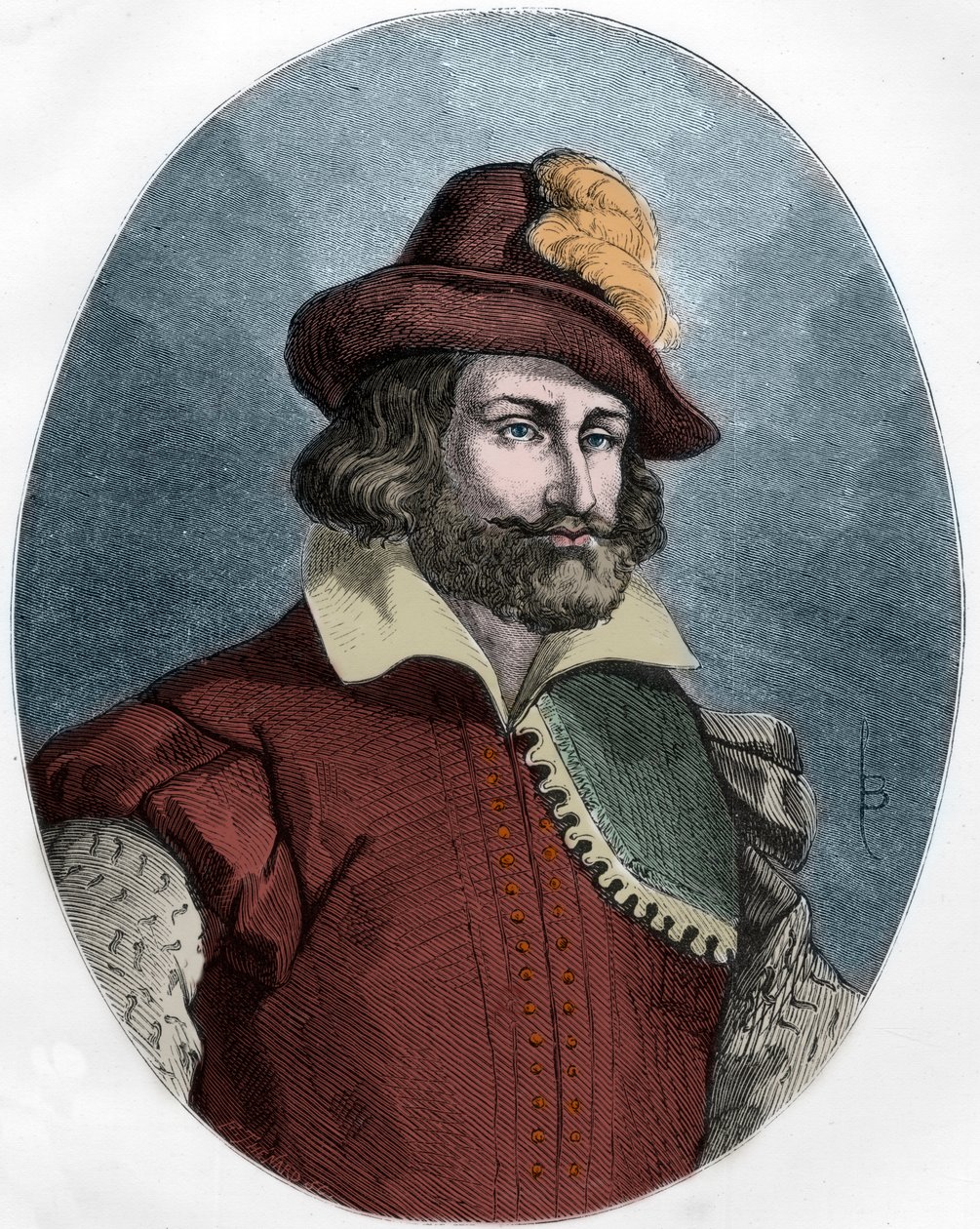 Portrett av Francois Ravaillac (1578-1610), leiemorderen til Henri IV (1553-1610) gravering - Portrett av Francois Ravaillac (1578-1610) leiemorder av kong Henry IV (1553-1610) - Gravering av 1863 i "Den røde boken - Histoire De L