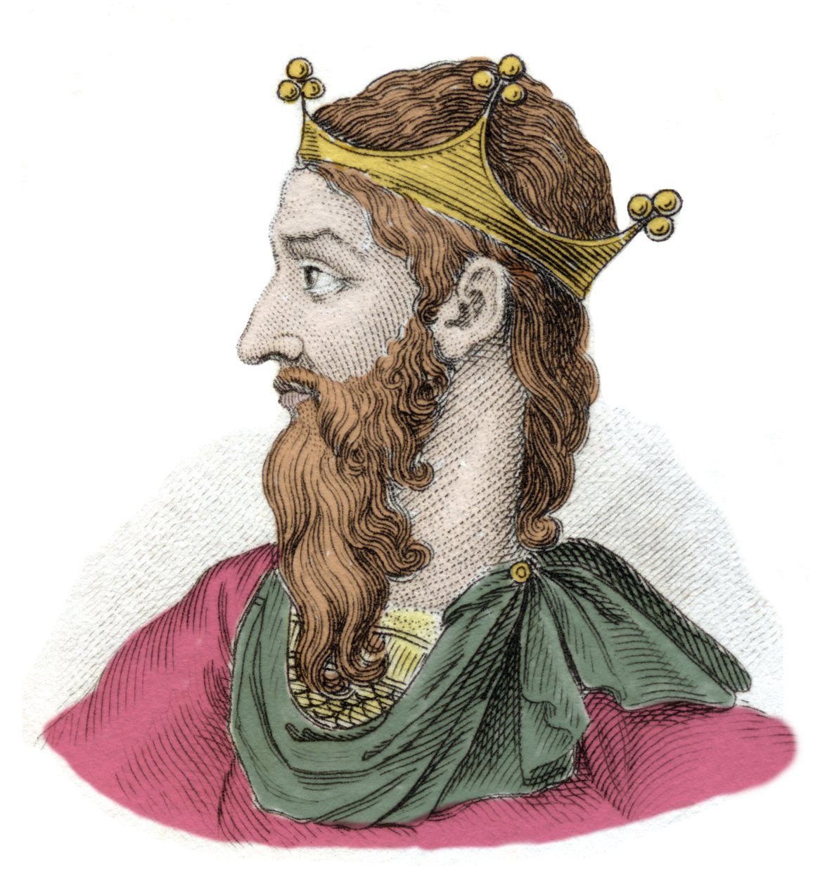 Portrett av Frederic I av Hauhenstaufen kjent som Frederic Barberossa (Federico Barbarossa) (1122-1190), tysk romersk keiser. Gravering av 1800-tallet. Milanese av Anonymous Anonymous
