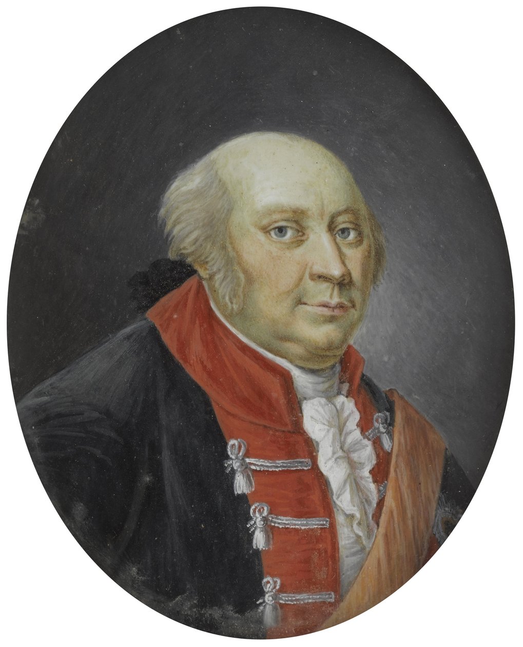 Portrett av Frederick William II of Preussen - Portrett av Frederic Guillaume II (Frederick William) (1744-1797), konge av Preussen Gouache på porselen anonym 1700-tallet Dim 12,7 cm Privat samling av Anonymous Anonymous