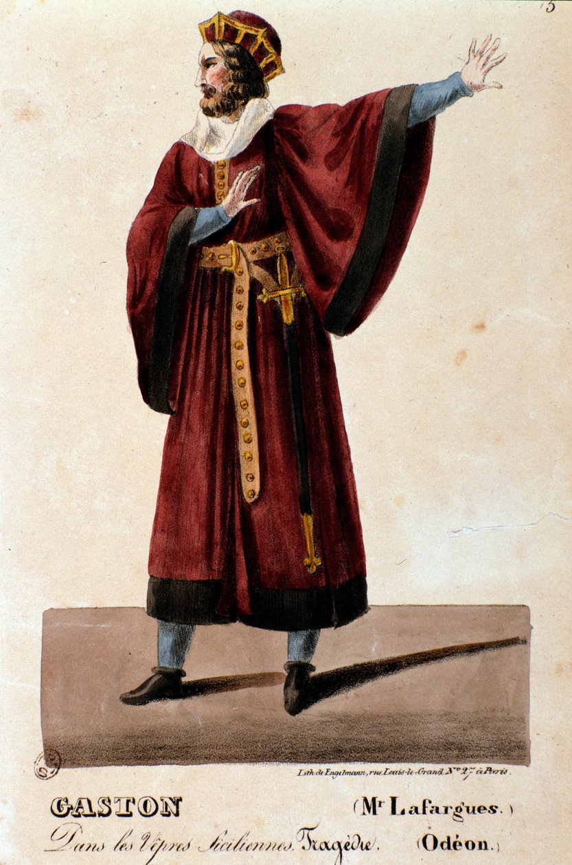 Portrett av Gaston tolket av Lafargues i The Sicilian Vespers (I vespri siciliani) opera av Giuseppe Verdi av Anonymous Anonymous