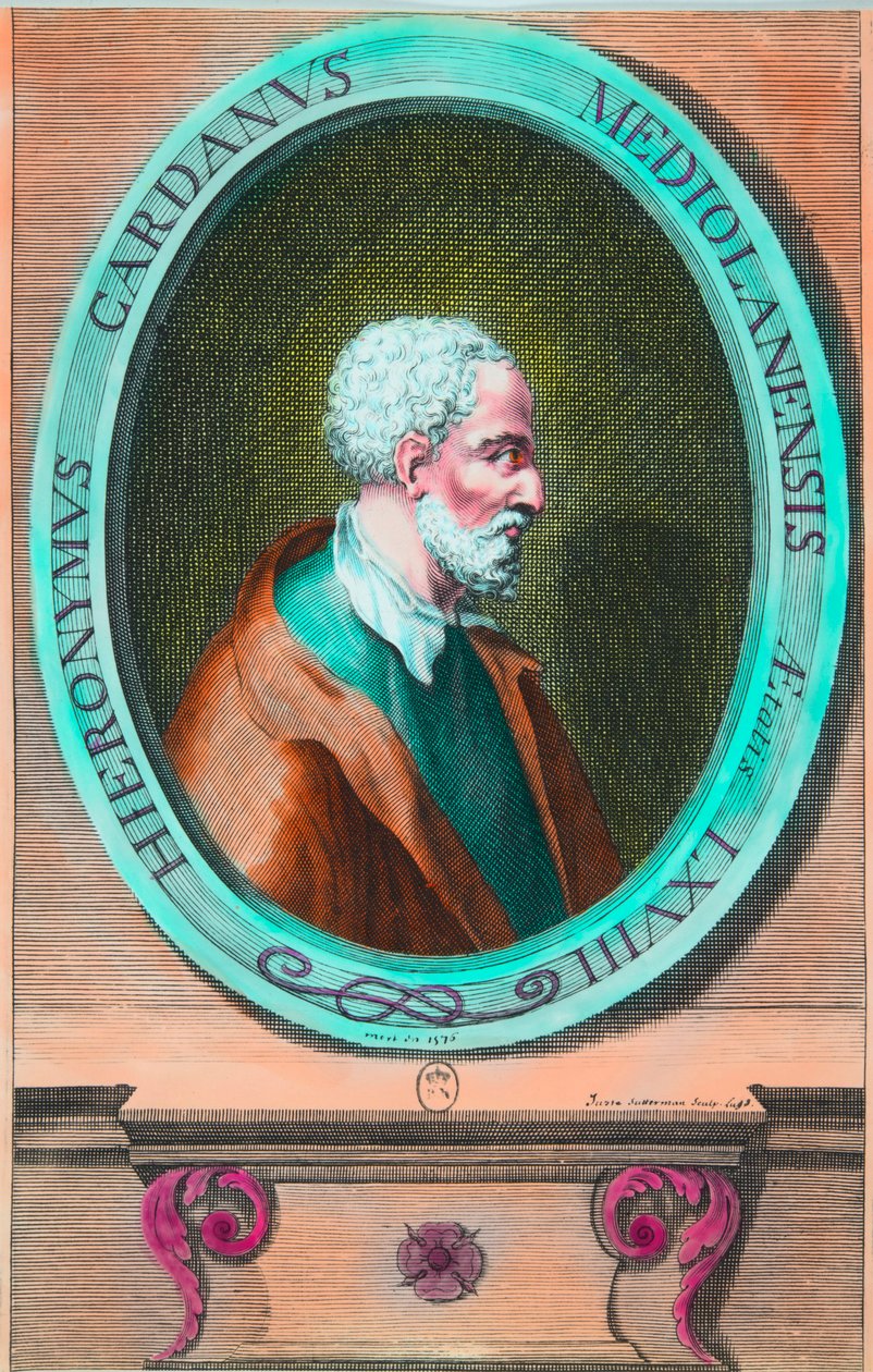Portrett av Girolamo Cardano (Hieronymus Cardanus) (1501-1576) italiensk matematiker, filosof, astrolog og lege, Privee Collection av Anonymous Anonymous