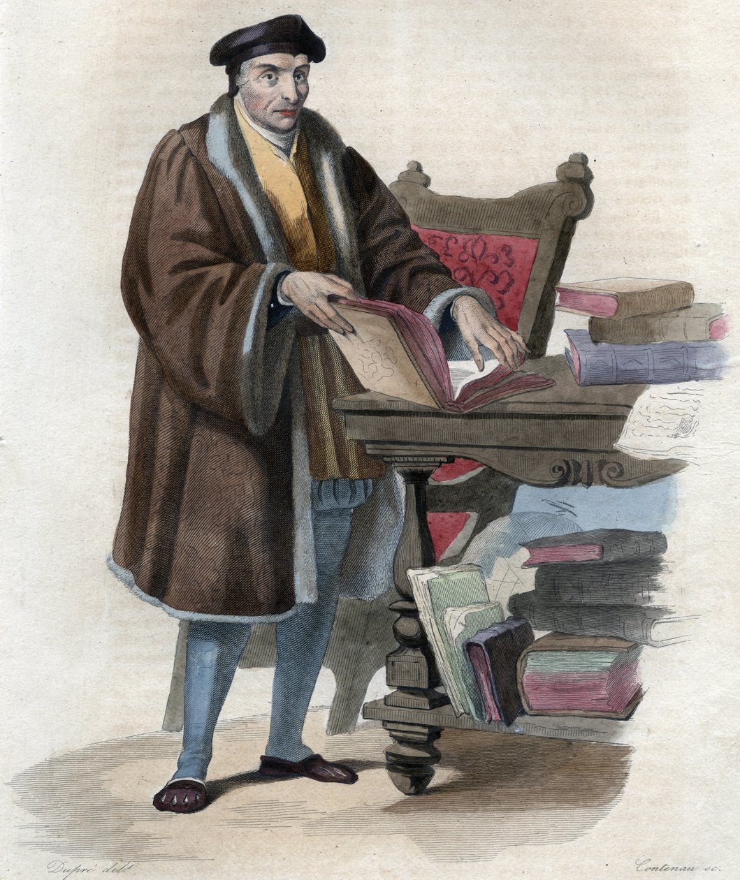 Portrett av Guillaume Bude (Budee) (Budaeus) (1467-1540), fransk lærd. illustrasjon fra ""The French Plutarch"" av Edmond Mennechet av Anonymous Anonymous