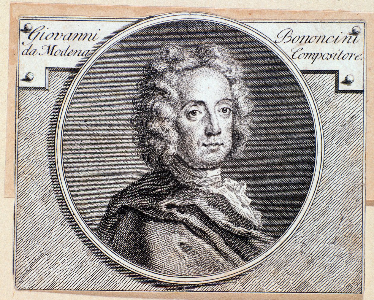 Portrett av den italienske barokkkomponisten og cellisten Giovanni Battista Bononcini (gravering. 1700-tallet) av Anonymous Anonymous