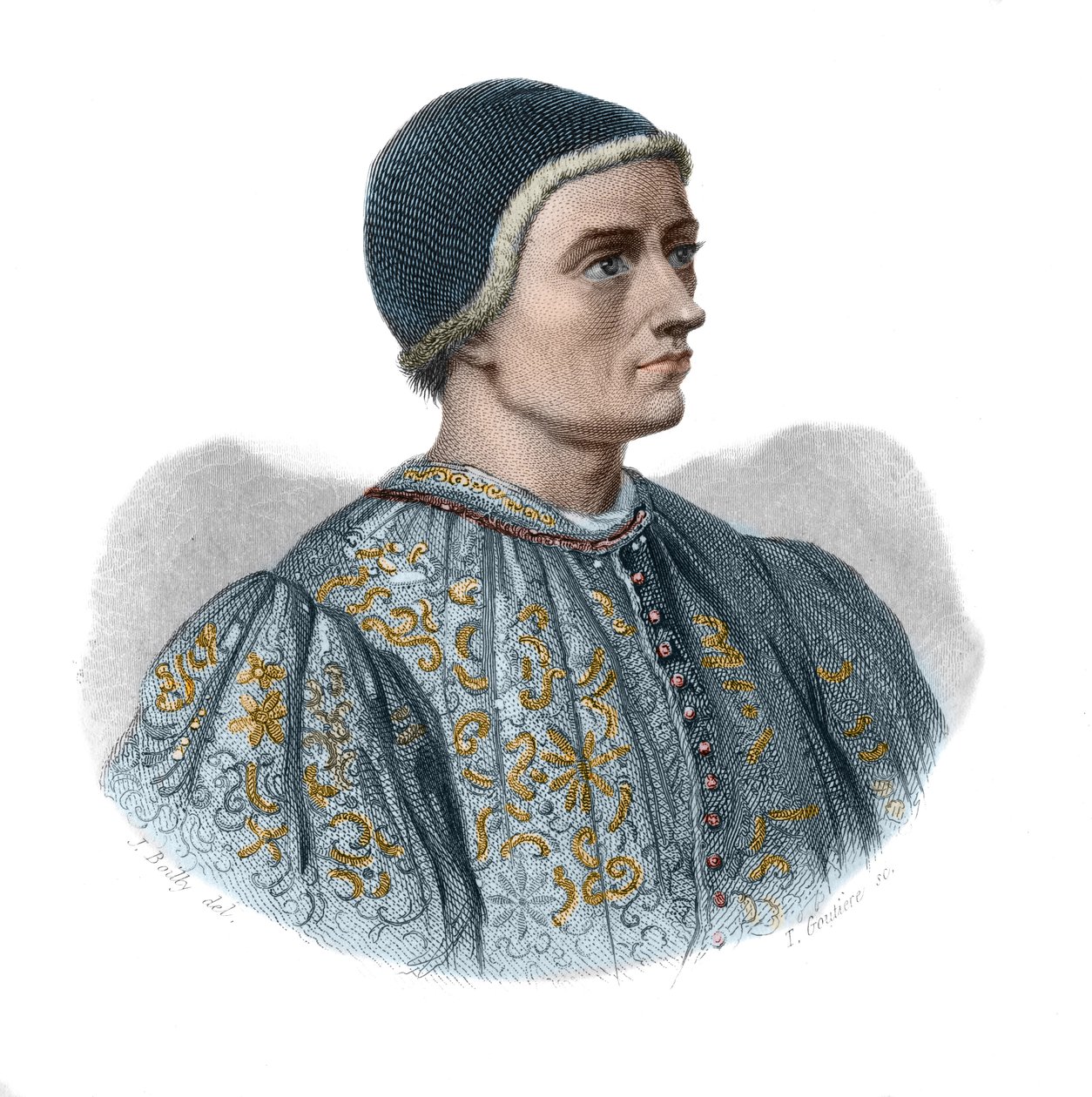 Portrett av Jacques Coeur (1395-1456) kasserer for kong Charles VII og fransk forretningsmann i "Portretter og historie om nyttige menn: menn og kvinner i alle land og alle forhold, som skaffet seg rettigheter til anerkjennelse av menn" publiserte en av Anonymous Anonymous
