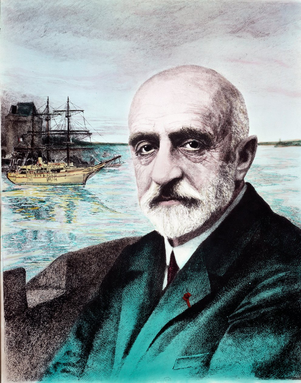 Portrett av Jean Baptiste Charcot (1867-1936), lege, utforsker av polarsonene. Privat samling fra 1900-tallet av Anonymous Anonymous
