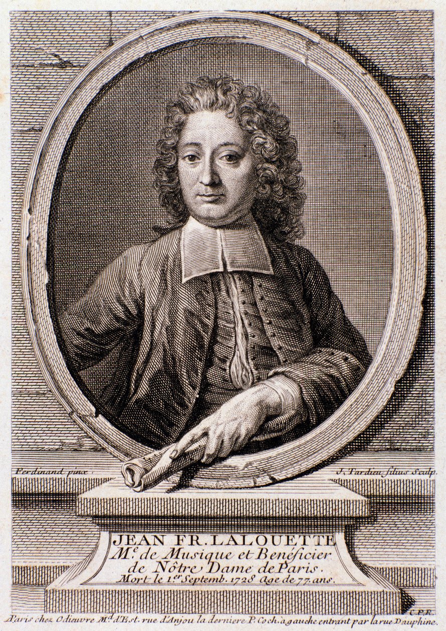 Portrett av Jean Francois Lalouette (1651-1728) engelsk komponist og regissør Gravering. 18. århundre. Milanesisk privatsamling av Anonymous Anonymous