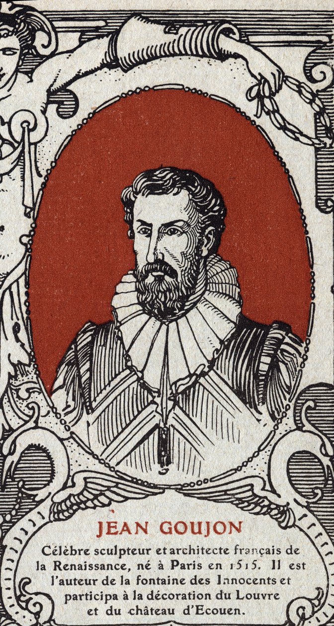 Portrett av Jean Goujon (1510-1567), fransk billedhugger og arkitekt. Gravering fra 1914. Privat samling. av Anonymous Anonymous