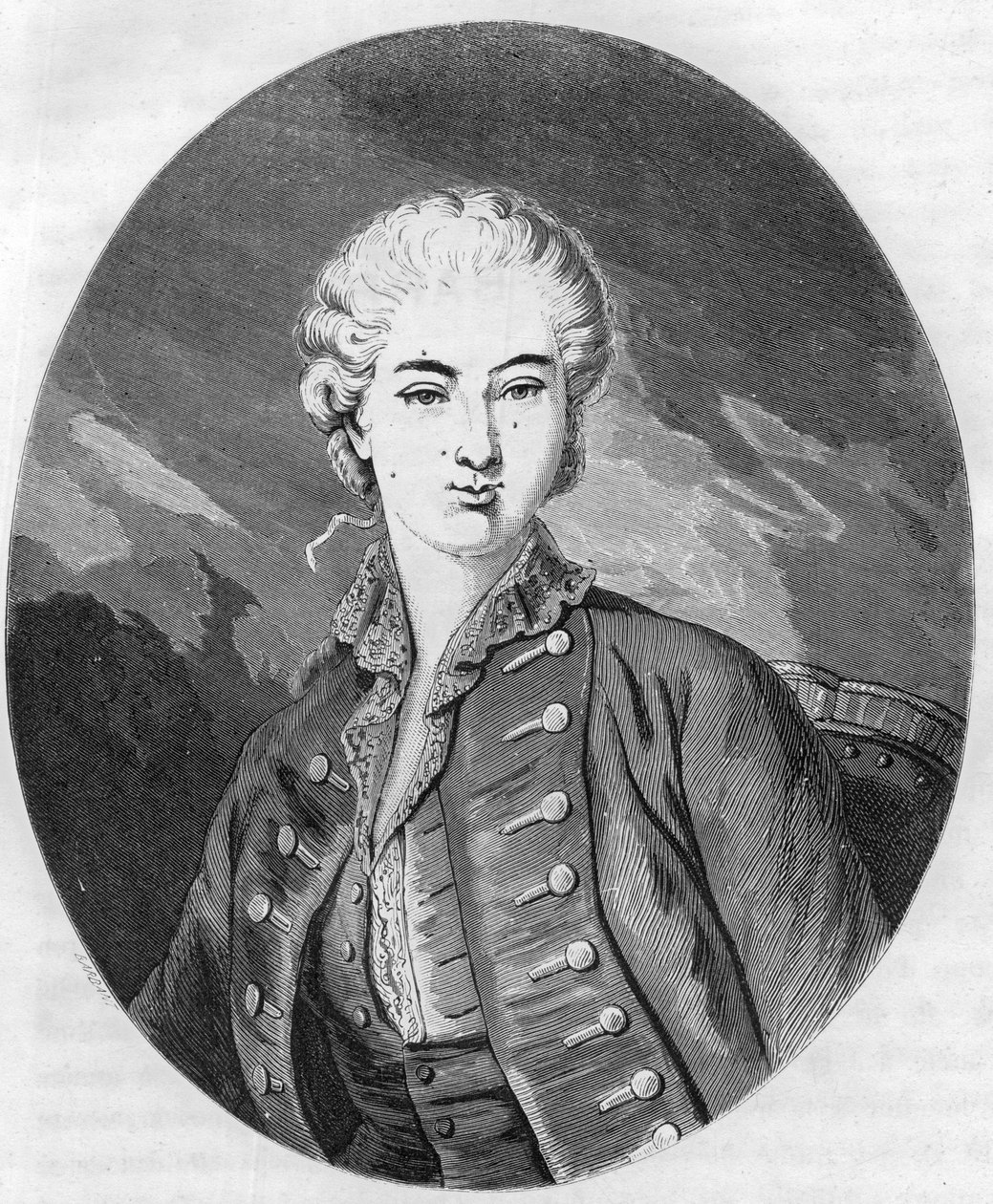 Portrett av Jeanne Becu, grevinne (eller madame) du Barry (1743-1793), siste elskerinne til Louis XV - Gravering fra 1863 i "" Le Livre Rouge - Histoire De L