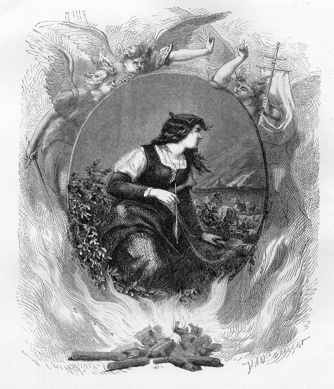 Portrait of Joan of Arc (1412-1430) - Engraving from 1863 in “The Red Book - Histoire De L
