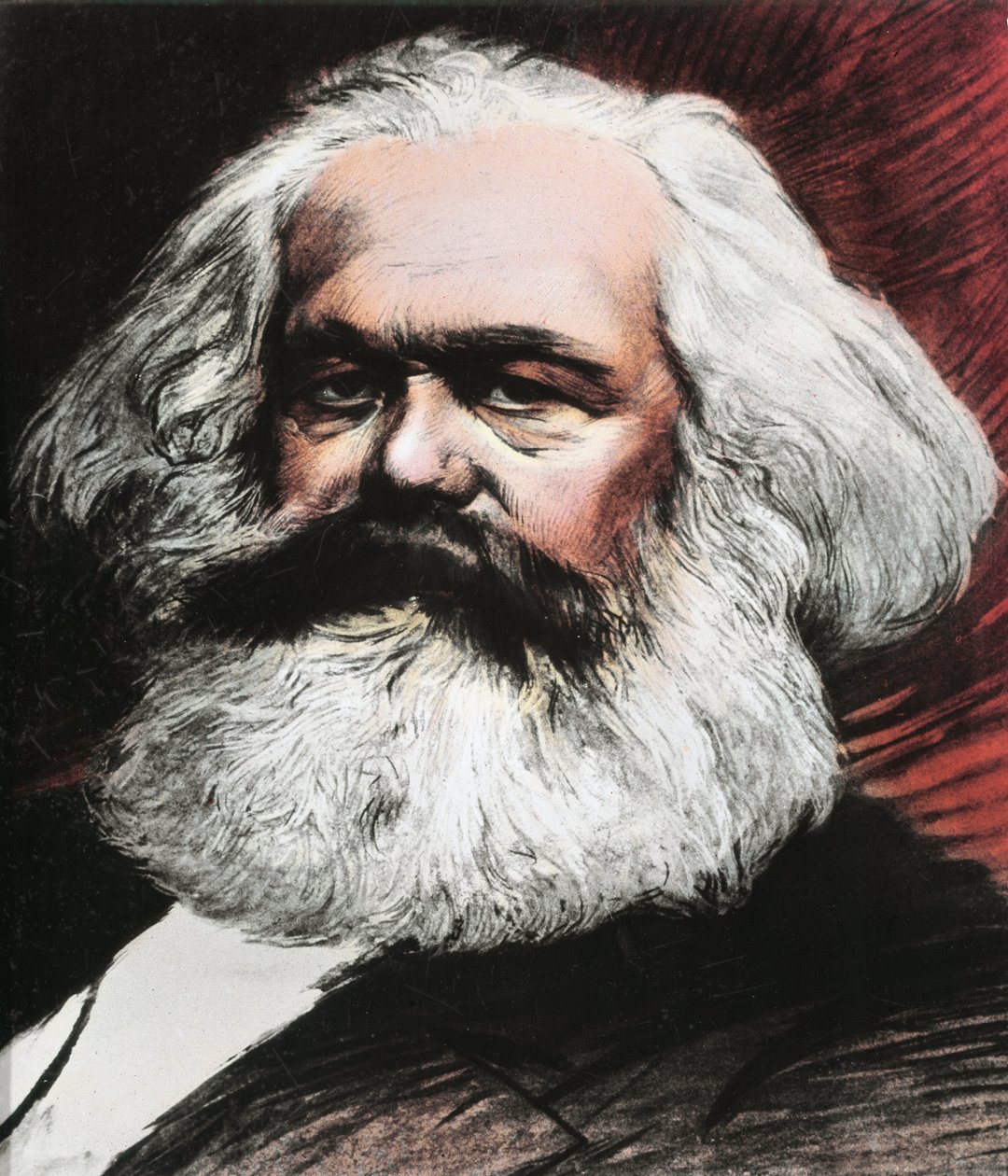 Portrett av Karl Marx, tysk filosof, økonom og revolusjonær (Gravering av Anonymous Anonymous