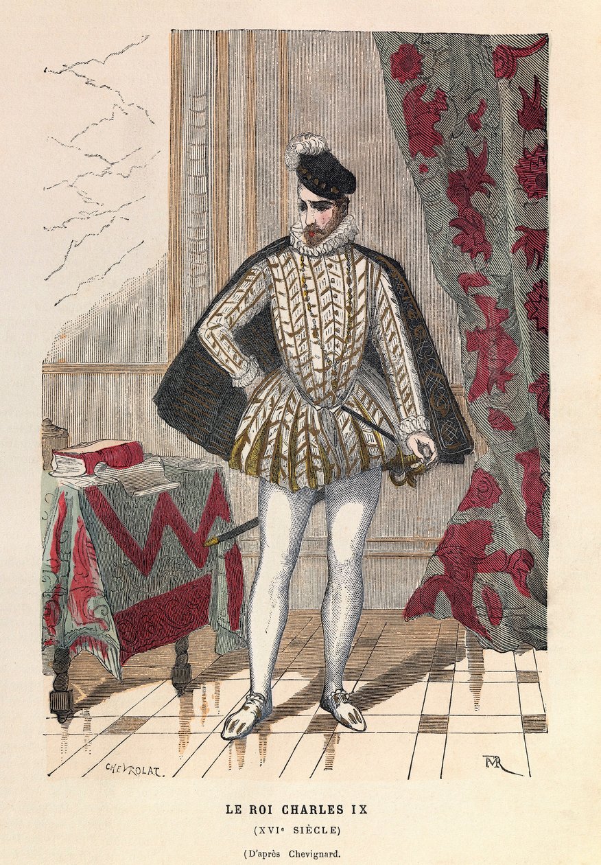 Portrett av kong Charles IX (1550 - 1574) - Portrett av kong Charles IX - privat samling av Anonymous Anonymous