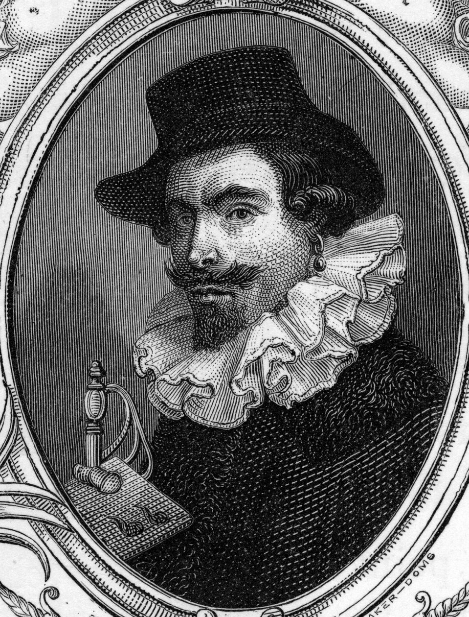 Portrett av Leonello Spada eller Lionello Spada (1576-1622) italiensk maler. gravering av 1859 i "" galleriene i Europa - Italia "" av armengaud. Privat samling. av Anonymous Anonymous