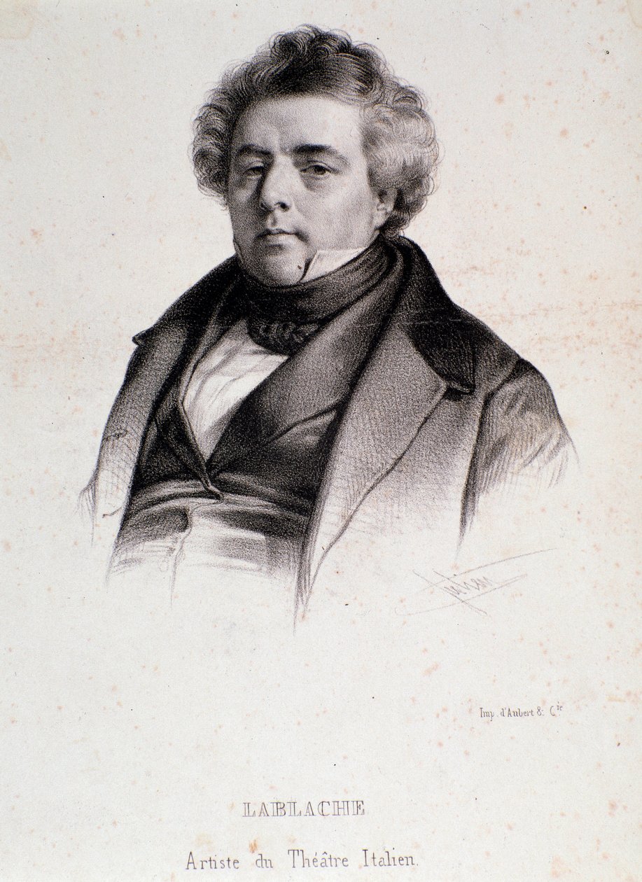 Portrett av Luigi Lablache (1794-1858) italiensk og fransk operasanger Gravering. 1800-tallet. Milanesisk privatsamling av Anonymous Anonymous