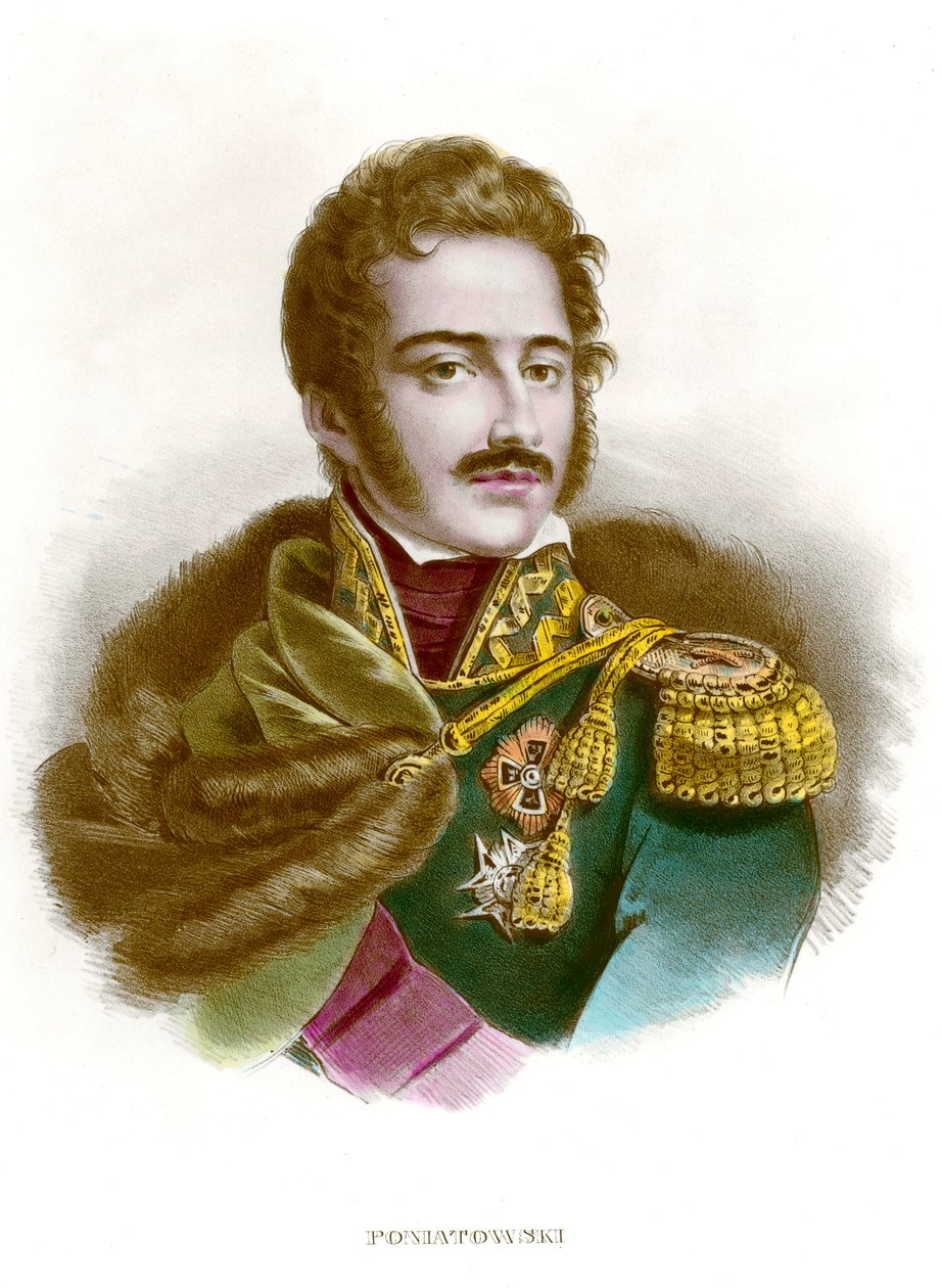 Portrett av Marechal Joseph (Jozef) Antoni Poniatowski (1763-1813) polsk offiser. Gravering av privatsamlingen fra 1800-tallet av Anonymous Anonymous