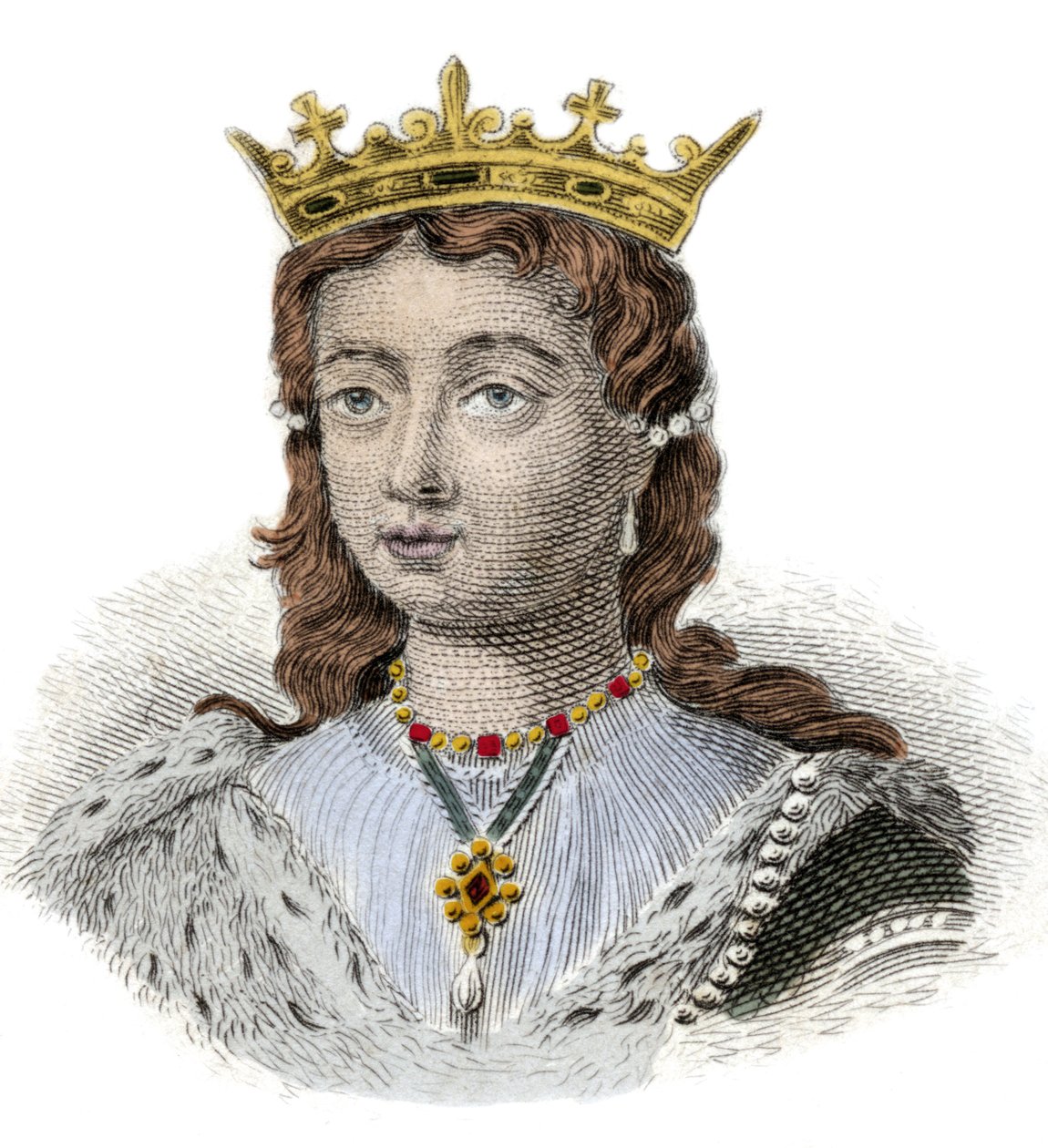 Portrett av Margarita av Anjou, dronning av England (1429-1482) Gravering fra 1800-tallet. Milanese av Anonymous Anonymous