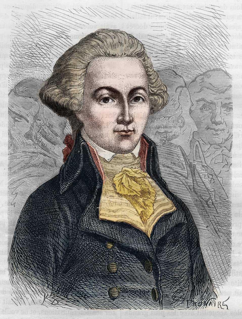 Portrett av Marguerite Elie Guadet, fransk politiker (1758-1794). Gravering fra 1866 i «Histoire de la Revolution francaise»» av Adolphe Thiers. Privat samling. av Anonymous Anonymous